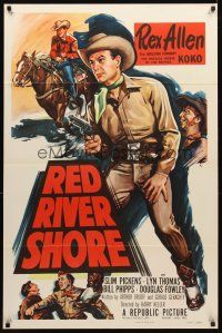 3g685 RED RIVER SHORE 1sh '53 cool full-length artwork of cowboy Rex Allen pointing gun!