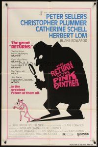 3g695 RETURN OF THE PINK PANTHER 1sh '75 Sellers as Inspector Clouseau, give crime a break!