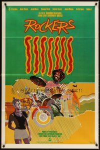 3g712 ROCKERS 1sh '80 Bunny Wailer, The Heptones, Peter Tosh, cool art of reggae drummer!