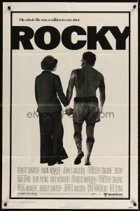 3g714 ROCKY 1sh '76 boxer Sylvester Stallone w/Talia Shire, boxing classic!