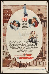 3g723 ROME ADVENTURE 1sh '62 Troy Donahue, Suzanne Pleshette & Angie Dickinson in Italy!