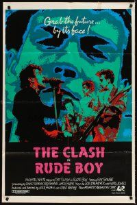 3g730 RUDE BOY 1sh '80 really cool art of The Clash by RETNA, grab the future by its face!