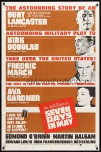 3g761 SEVEN DAYS IN MAY int'l 1sh '64 art of Lancaster, Kirk Douglas, Fredric March & Ava Gardner!