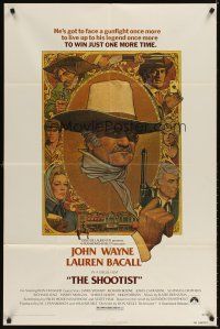 3g777 SHOOTIST 1sh '76 best Richard Amsel artwork of cowboy John Wayne & cast montage!