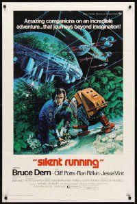 3g782 SILENT RUNNING 1sh '72 Douglas Trumbull, cool art of Bruce Dern & his robot by Akimoto!