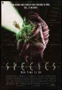 3g810 SPECIES DS 1sh '95 creepy artwork of alien Natasha Henstridge in embryo sac!