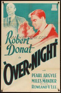 3g881 THAT NIGHT IN LONDON 1sh 1934 art of Robert Donat, Pearl Argyle, Over-Night!