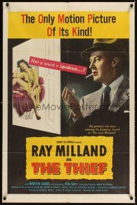 3g887 THIEF 1sh '52 Ray Milland & Rita Gam filmed entirely without any dialogue!