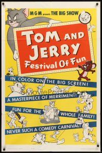 3g901 TOM & JERRY FESTIVAL OF FUN 1sh '62 many violent cartoon images of Tom & Jerry!