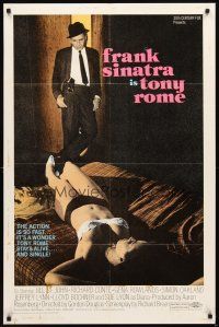3g903 TONY ROME 1sh '67 detective Frank Sinatra w/gun & sexy near-naked girl on bed!