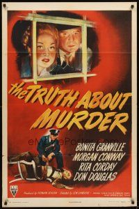 3g913 TRUTH ABOUT MURDER style A 1sh '46 District Attorney vs. his own wife in court, film noir!