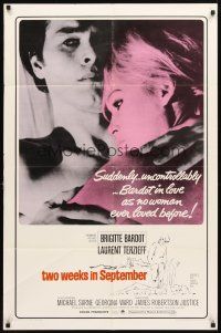 3g918 TWO WEEKS IN SEPTEMBER 1sh '67 A Coeur Joie, sexy Brigitte Bardot in love!