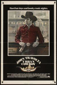 3g925 URBAN COWBOY 1sh '80 great image of John Travolta in cowboy hat with Lone Star beer!