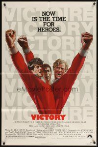 3g932 VICTORY 1sh '81 John Huston, art of soccer players Stallone, Caine & Pele by Jarvis!