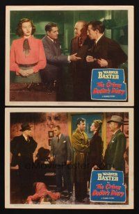 3h882 CRIME DOCTOR'S DIARY 2 LCs '49 detective Warner Baxter, Stephen Dunne, Lois Maxwell!