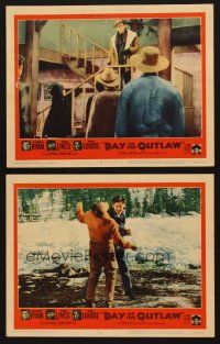 3h887 DAY OF THE OUTLAW 2 LCs '59 great images of cowboy Robert Ryan!