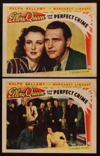 3h899 ELLERY QUEEN & THE PERFECT CRIME 2 LCs '41 Ralph Bellamy w/pretty Margaret Lindsay!