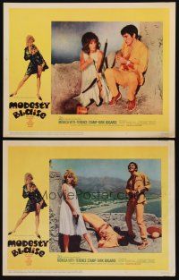 3h938 MODESTY BLAISE 2 LCs '66 sexiest female secret agent Monica Vitti & Terence Stamp!