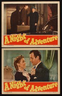 3h945 NIGHT OF ADVENTURE 2 LCs '44 Tom Conway, Audrey Long, Edward Brophy!