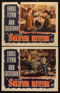 3h964 SILVER RIVER 2 LCs '48 Errol Flynn gambles for his life & sexiest Ann Sheridan!