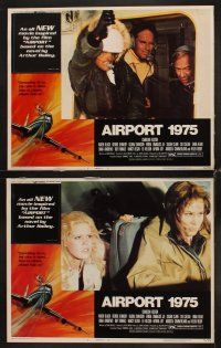 3h047 AIRPORT 1975 8 LCs '74 Charlton Heston, Karen Black, George Kennedy, Gloria Swanson