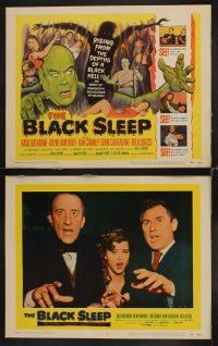 3h084 BLACK SLEEP 8 LCs '56 Lon Chaney Jr., Bela Lugosi, Tor Johnson, terror-drug wakes the dead!