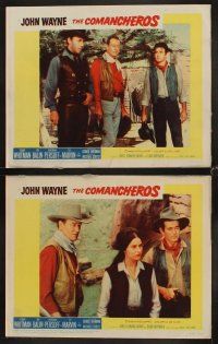3h130 COMANCHEROS 8 LCs '61 John Wayne, Stuart Whitman, Lee Marvin, directed by Michael Curtiz!