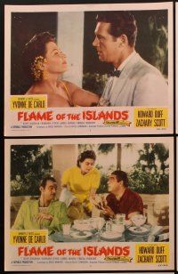 3h670 FLAME OF THE ISLANDS 6 LCs '55 great images of sexy Yvonne De Carlo & Howard Duff!