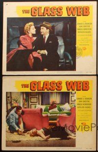 3h753 GLASS WEB 4 LCs '53 Edward G. Robinson, John Forsythe, sexy bad girl Kathleen Hughes!