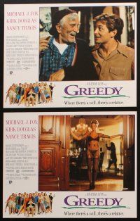 3h625 GREEDY 7 LCs '94 Michael J Fox, Kirk Douglas, Phil Hartman, Nancy Travis