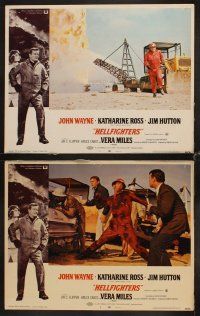3h255 HELLFIGHTERS 8 LCs '69 John Wayne as fireman Red Adair, Katharine Ross, cool action scenes!
