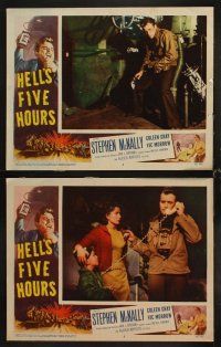 3h629 HELL'S FIVE HOURS 7 LCs '58 the top suspense story of the nuclear age, cool artwork!