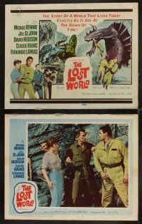3h328 LOST WORLD 8 LCs '60 Michael Rennie battles dinosaurs in the Amazon Jungle!