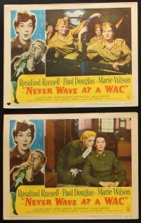 3h684 NEVER WAVE AT A WAC 6 LCs '53 sexy Rosalind Russell & Marie Wilson in uniform in World War II