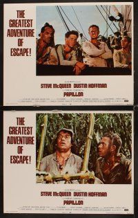 3h400 PAPILLON 8 Allied Artists LCs '73 Steve McQueen & Dustin Hoffman escape Devil's Island!
