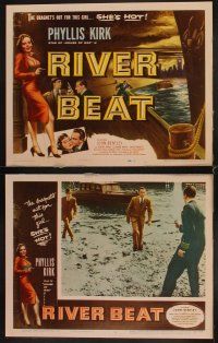 3h437 RIVER BEAT 8 LCs '54 the dragnet is out for smoking bad girl Phyllis Kirk, who is HOT!