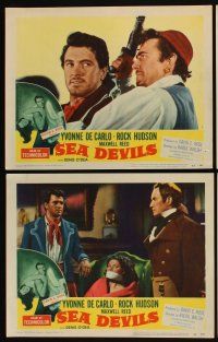 3h452 SEA DEVILS 8 LCs '53 Rock Hudson, sexy Yvonne De Carlo, directed by Raoul Walsh!