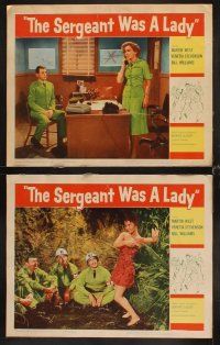 3h457 SERGEANT WAS A LADY 8 LCs '61 wacky images of military World War II women after men!