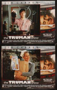 3h548 TRUMAN SHOW 8 LCs '98 great images of Jim Carrey, Ed Harris, directed by Peter Weir!