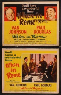 3h576 WHEN IN ROME 8 LCs '52 Van Johnson & Paul Douglas in MGM's delightful comedy!