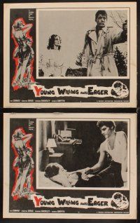 3h604 YOUNG, WILLING & EAGER 8 LCs '62 sexy Hermione Baddeley, great bad girl border artwork!