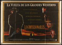 3j433 UNFORGIVEN Argentinean 43x58 '92 classic image of gunslinger Clint Eastwood with back turned!