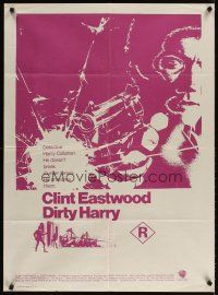 3j288 DIRTY HARRY Aust 1sh '71 c/u of Clint Eastwood pointing gun, Don Siegel classic!