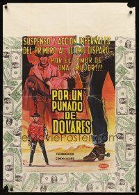 3j187 FISTFUL OF DOLLARS Colombian poster '66 Sergio Leone, Clint Eastwood, most dangerous man!