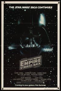 3j089 EMPIRE STRIKES BACK advance 1sh '80 George Lucas sci-fi classic, cool image of Darth Vader!