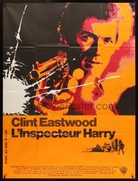 3j295 DIRTY HARRY French 1p '72 great c/u of Clint Eastwood pointing gun, Don Siegel crime classic