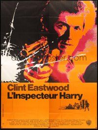 3j294 DIRTY HARRY French 4p '71 great c/u of Clint Eastwood pointing gun, Don Siegel crime classic