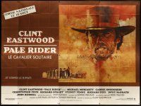 3j418 PALE RIDER French 8p '85 great artwork of cowboy Clint Eastwood by C. Michael Dudash!