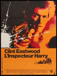 3j296 DIRTY HARRY French 23x32 '72 cool art of Clint Eastwood w/gun, Don Siegel crime classic!
