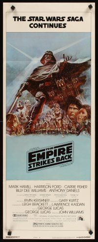 3j088 EMPIRE STRIKES BACK style B insert '80 George Lucas sci-fi classic, cool artwork by Tom Jung!